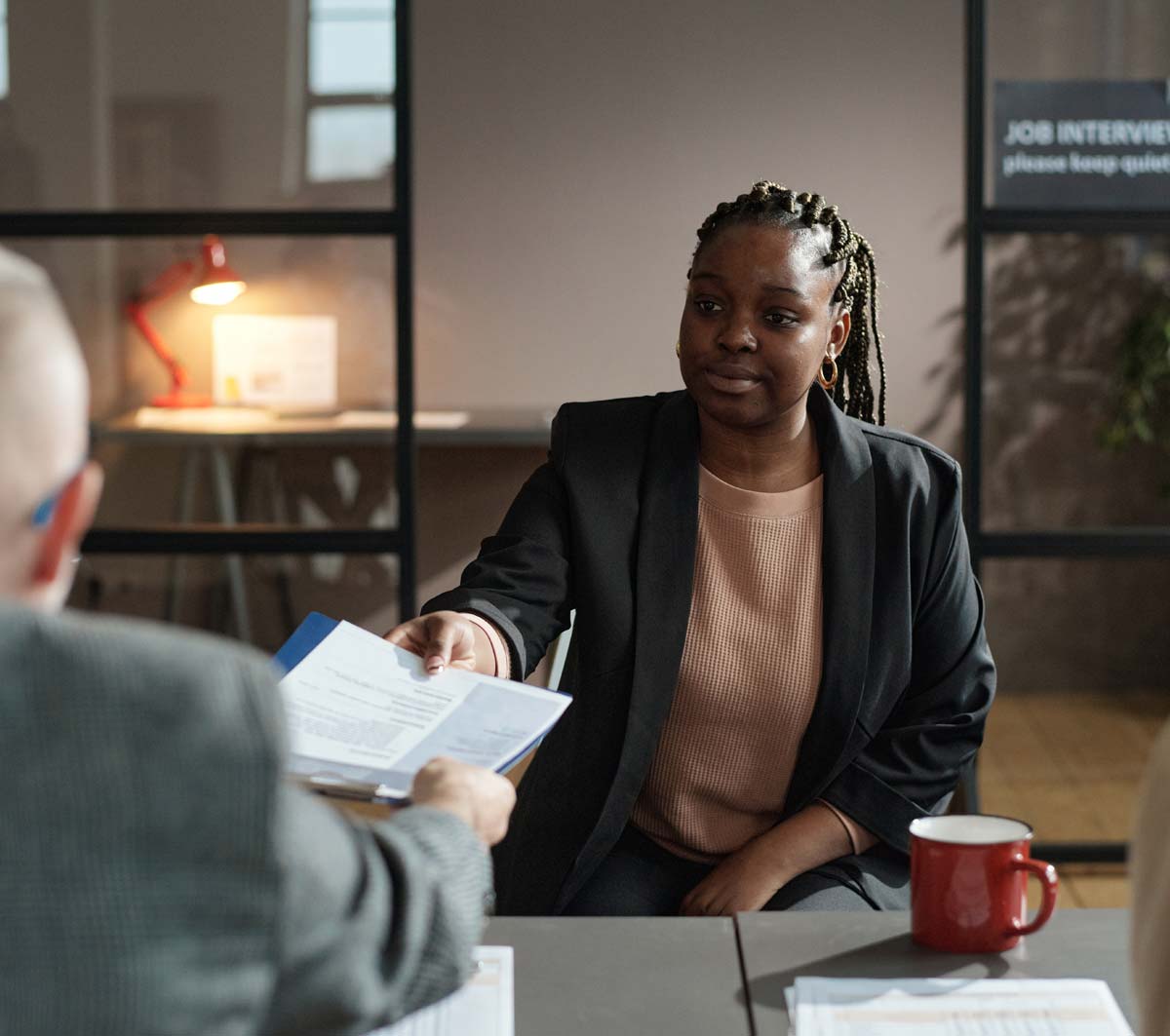 Job applicant in an interview