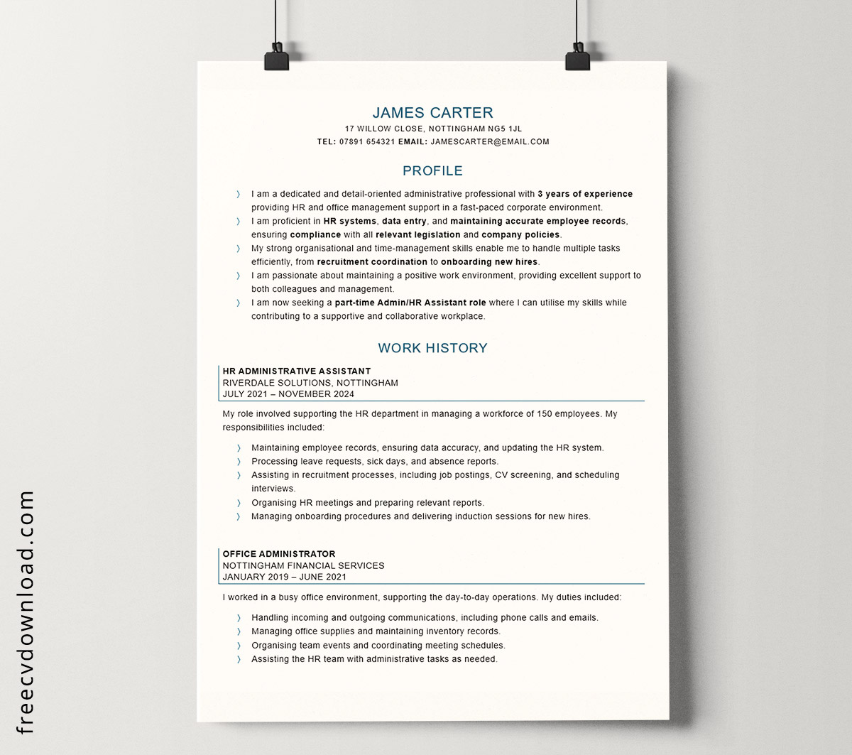 Free British CV template in Microsoft Word format