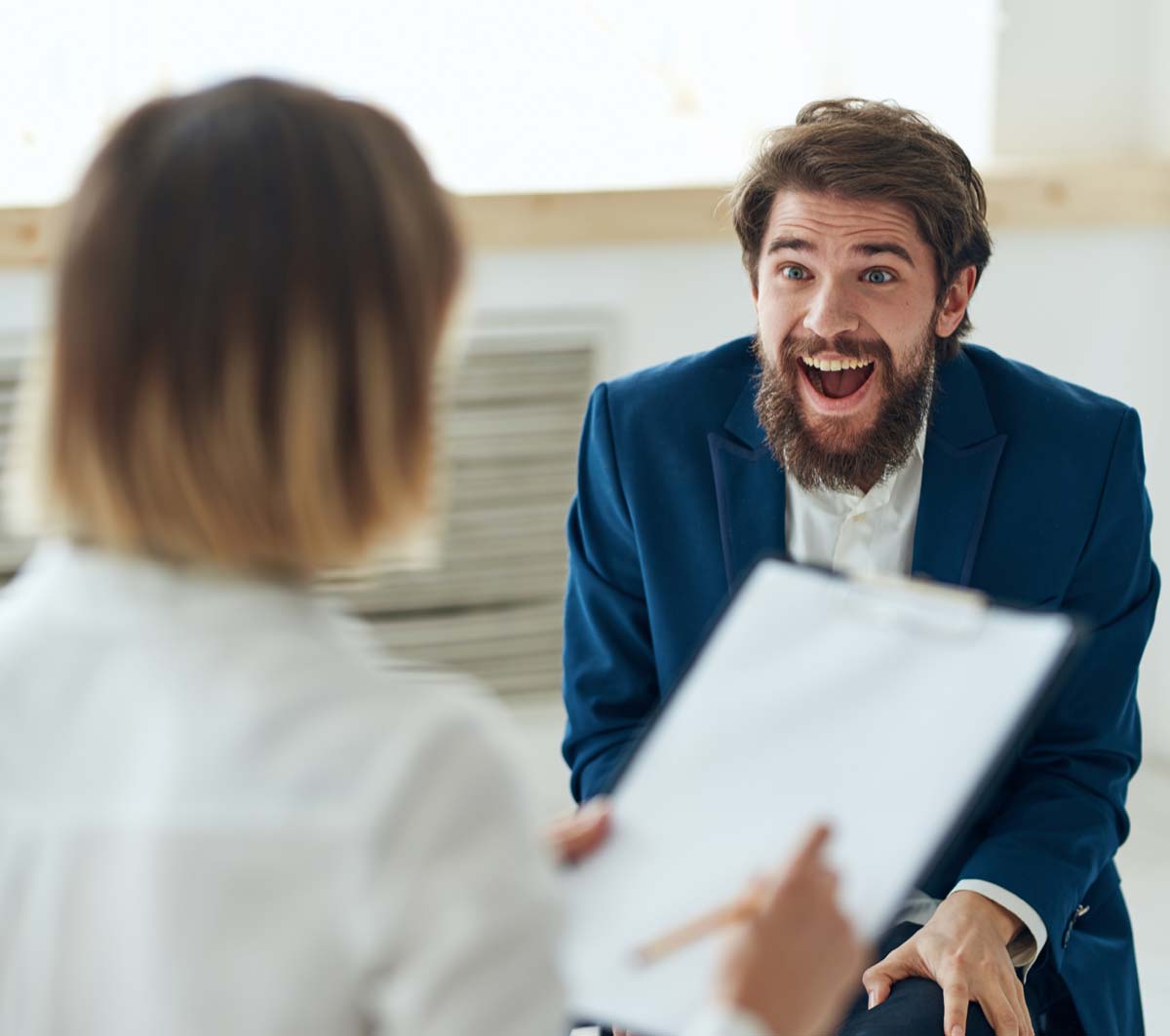 Man in a successful job interview